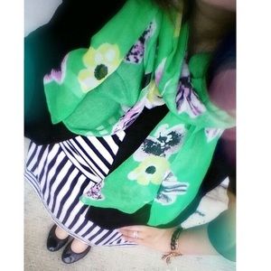 J. Crew Scarf Punk Floral Print Green